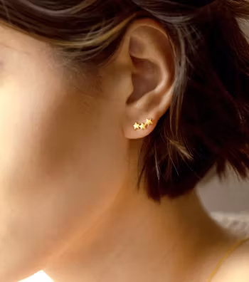 Snap Earrings Triple Star Gold Syster P