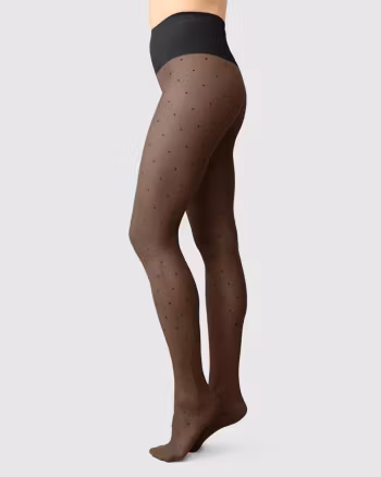 Doris Dots Tights Black Swedish Stockings