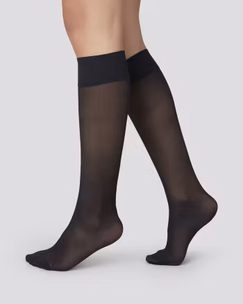 Bea Support Knee Highs Black Swedish Stockings