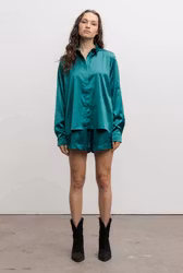 Aly Satin Shirt Emerald Green Ahlvar Gallery