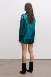 Aly Satin Shirt Emerald Green Ahlvar Gallery
