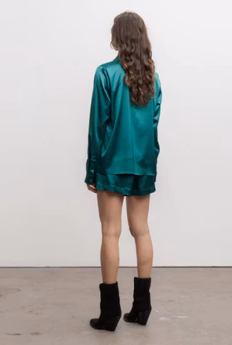 Aly Satin Shirt Emerald Green Ahlvar Gallery