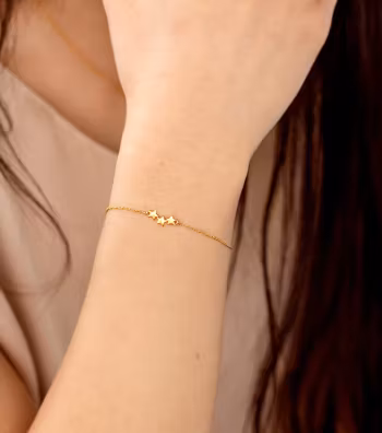 Snap Bracelet Triple Star Plain Gold Syster P