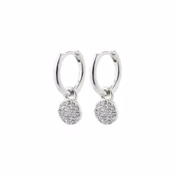Chayenne Recycled Crystal Hoop Earrings Silver Pilgrim