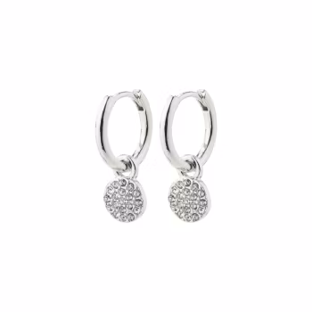Chayenne Recycled Crystal Hoop Earrings Silver Pilgrim