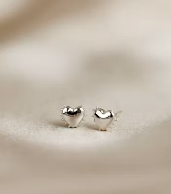 True Love Spike Heart Stud Earrings Silver Syster P