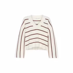 SebaGZ V-Neck Pullover Egret/Brown Gestuz