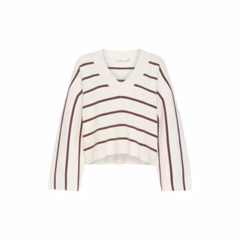 SebaGZ V-Neck Pullover Egret/Brown Gestuz