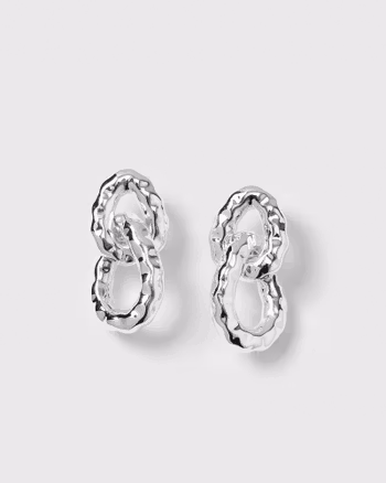Bolded Hammered Links Earrings Silver Syster P