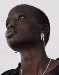 Bolded Hammered Links Earrings Silver Syster P