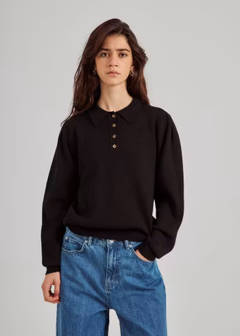 Als Polo Knit Top Black Norr