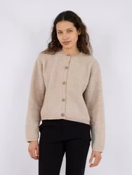 Limo Fluffy Knit Cardigan Sand Neo Noir