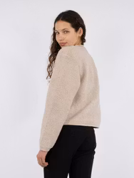 Limo Fluffy Knit Cardigan Sand Neo Noir
