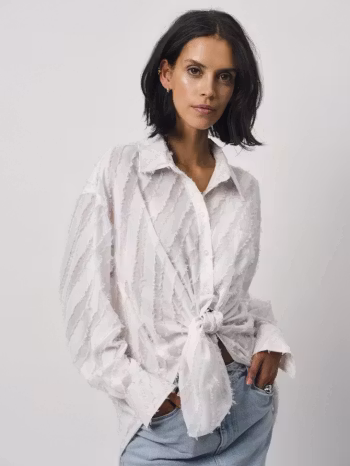 Ginny Relaxed Fil Coupé Shirt Milk White Dante6