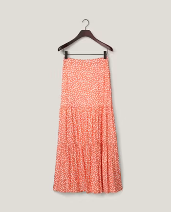 Printed Maxi Skirt Coral Dot Print Lexington