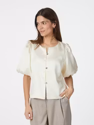 Aisa Dull Satin Blouse Ivory Neo Noir