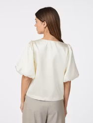 Aisa Dull Satin Blouse Ivory Neo Noir
