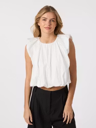 Ivania Poplin Top White Neo Noir