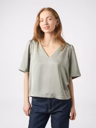 Largo Heavy Sateen Blouse Smoke Green Neo Noir