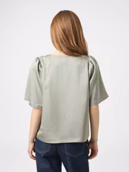 Largo Heavy Sateen Blouse Smoke Green Neo Noir