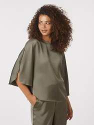 Liora Heavy Sateen Blouse Cold Army Neo Noir