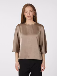 Liora Heavy Sateen Blouse Dark Taupe Neo Noir