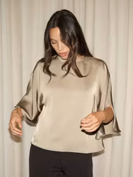 Liora Heavy Sateen Blouse Dark Taupe Neo Noir