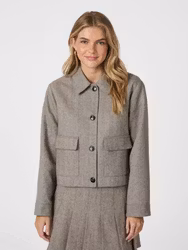 Romana Herringbone Jacket Dusty Brown Neo Noir