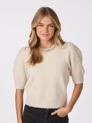 Maia Stone Knit Blouse Ivory Neo Noir