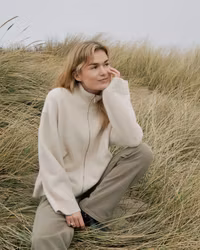 Asley Zip Knit Cardigan Ivory Neo Noir