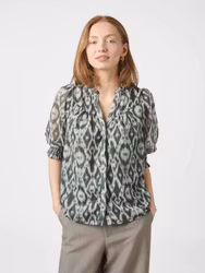 Diana Graphic Fade Blouse Dusty Green Neo Noir