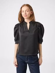 Roella Heavy Sateen Blouse Black Neo Noir