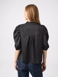 Roella Heavy Sateen Blouse Black Neo Noir
