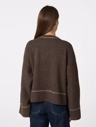 Roeme Knit Stitch Blouse Brown Melange Neo Noir