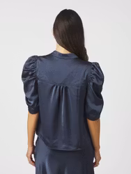 Roella Heavy Sateen Blouse Midnight Blue Neo Noir
