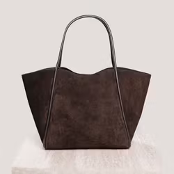 Florence XL Suede Leather Bag Dark Brown Latalia