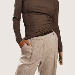 Belt H Leather Suede Dark Brown Latalia