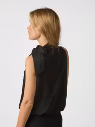 Veda Drapy Satin Top Black Neo Noir