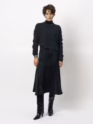 Mirage Flowy Satin Skirt Midnight Green Dante6