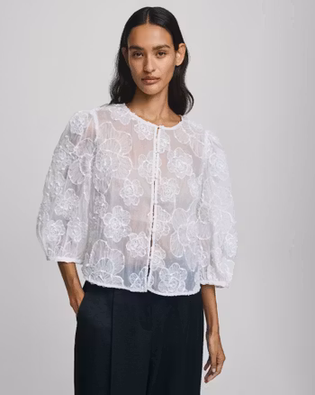 Ismene 3/4 Shirt EMB Bright White MSCH