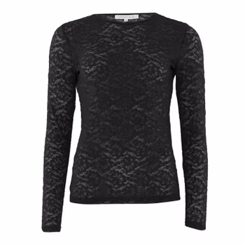 Alberte Lace R Neck Black Continue
