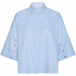 Klara Shirt New Blue Stripe Gold Buttons Continue