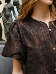 Aisa Brocade Blouse Dark Brown Neo Noir