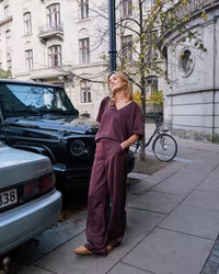 Emmett Heavy Sateen Pants Burgundy Neo Noir