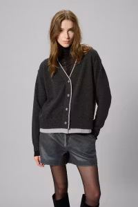 Tracy Knit Cardigan Dark Grey Mel My Essential Wardrobe