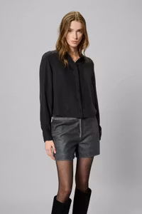 Silk Short Shirt Black My Essential Wardrobe