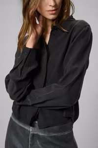 Silk Short Shirt Black My Essential Wardrobe