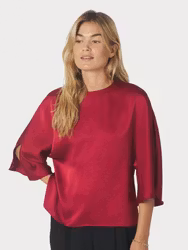 Liora Heavy Sateen Blouse Dark Red Neo Noir