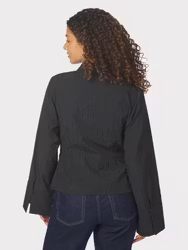 Fenli Tone Stripe Shirt Black Neo Noir