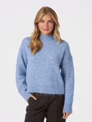 Paulina Fluffy Knit Blouse Dusty Blue Neo Noir